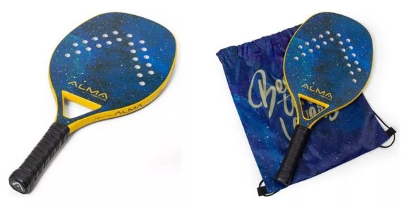 Raquete Para Beach Tennis Full Carbono 1k Blue Alma Genius